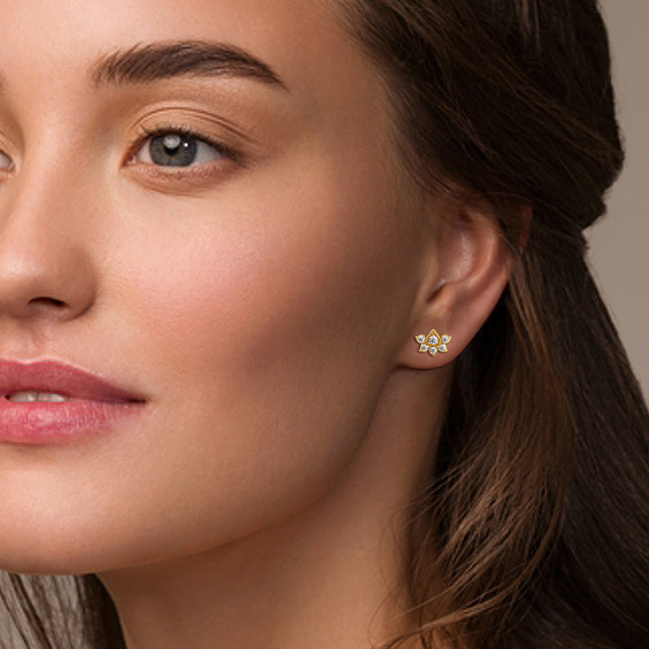 Lotus Diamond Earring